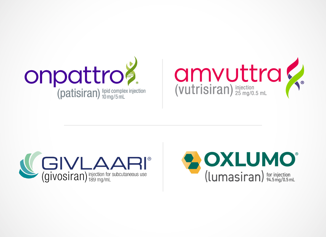 ONPATTRO, AMVUTTRA, GIVLAARI and OXLUMO Logos